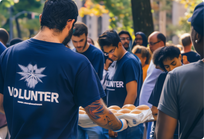Volunteers helping community